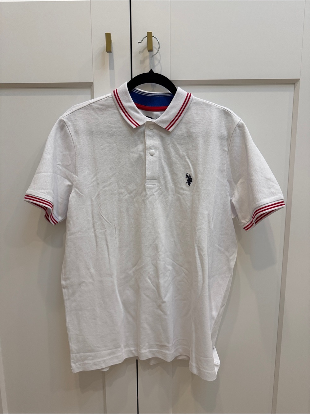U.S. Polo Assn. White Polo with Red Trim